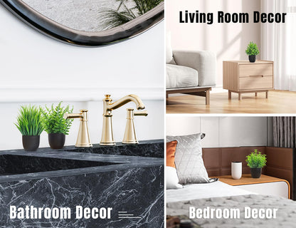 Der Rose 4 Pack Mini Fake Plants in Black Pots, 7" Bathroom & Desk Decor