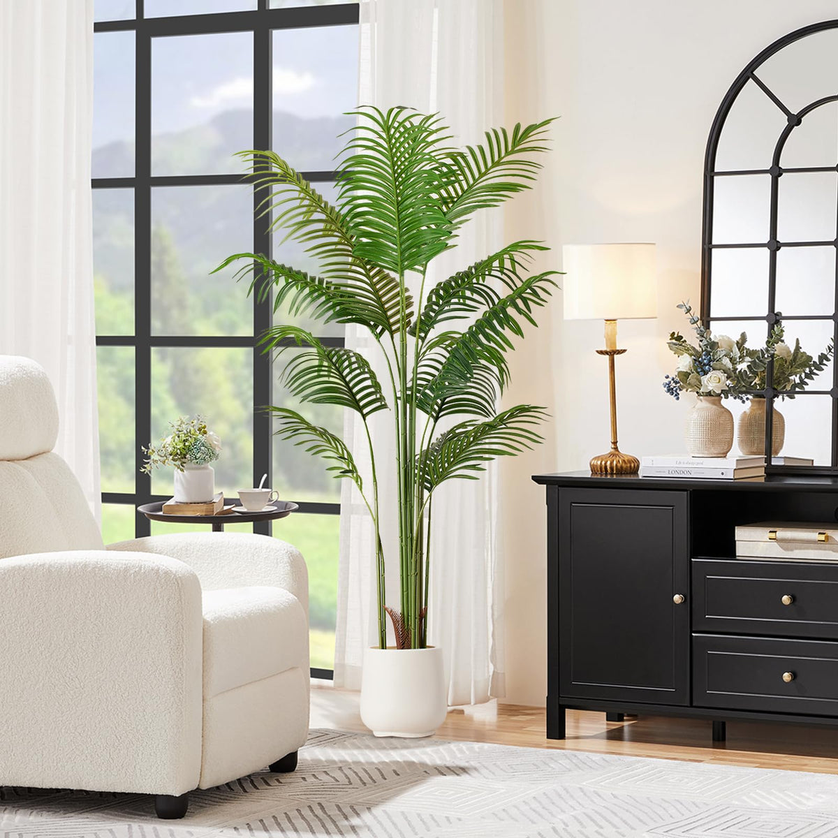 VGOBLO 5.5FT Fake Palm Tree Artificial Plant Faux Tall Palm Tree in Pot