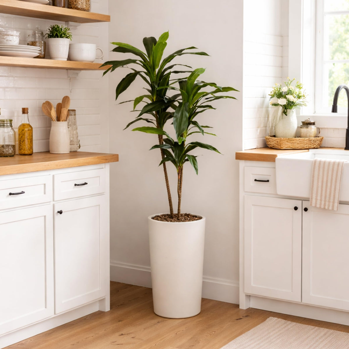 Nearly Natural 48 in Artificial Dracaena Real Touch Plant with Pot