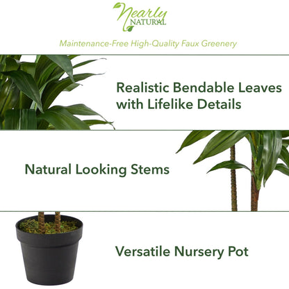 Nearly Natural 48 in Artificial Dracaena Real Touch Plant with Pot