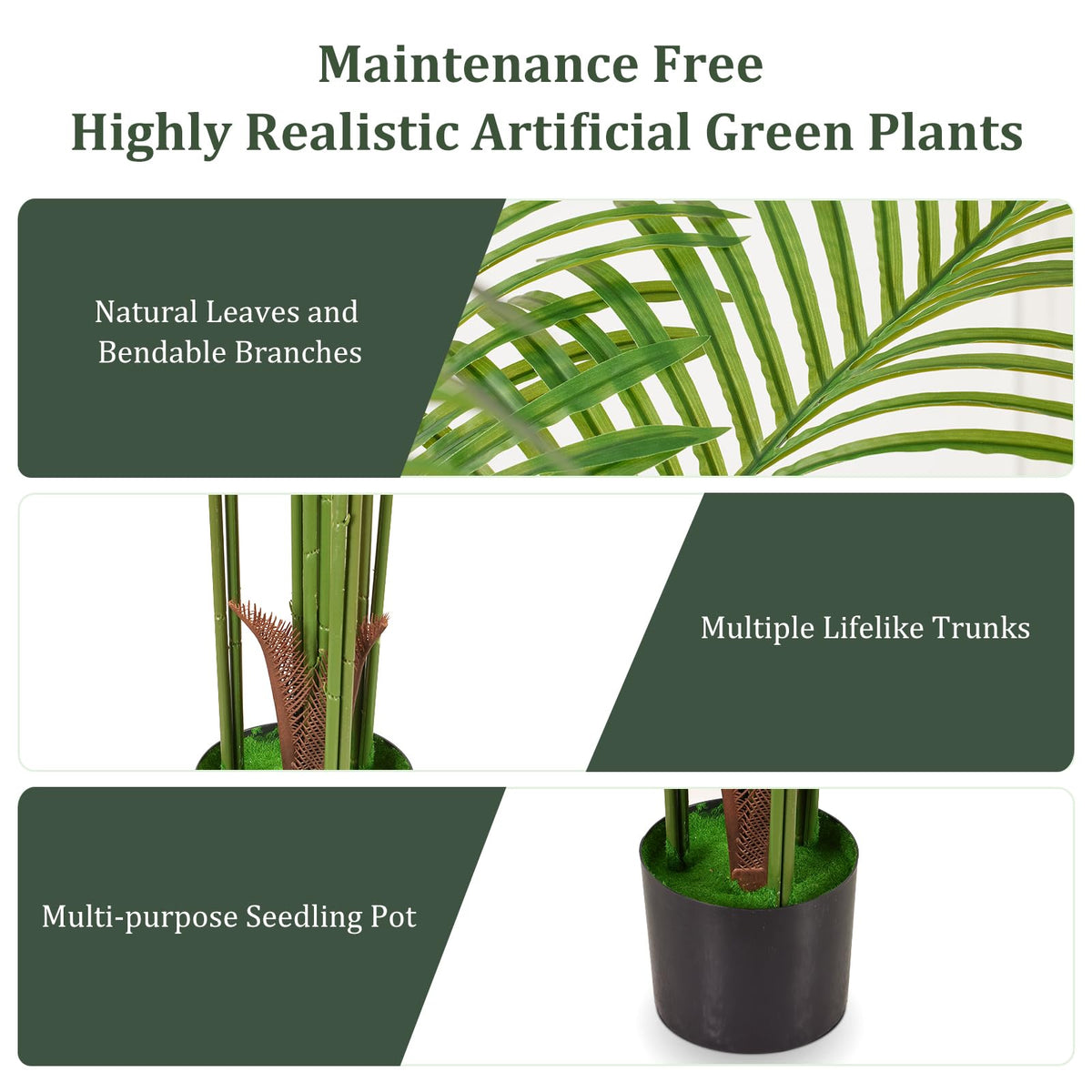 VGOBLO 5.5FT Fake Palm Tree Artificial Plant Faux Tall Palm Tree in Pot