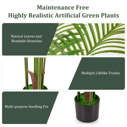 VGOBLO 5.5FT Fake Palm Tree Artificial Plant Faux Tall Palm Tree in Pot