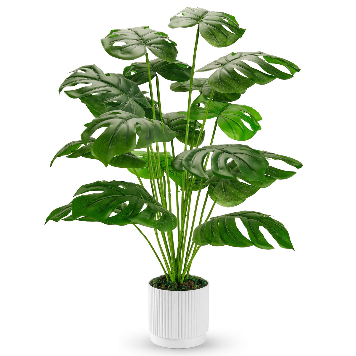Der Rose 28" Fake Plants, Artificial Monstera Plants Indoor in White Pot