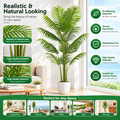 VGOBLO 5.5FT Fake Palm Tree Artificial Plant Faux Tall Palm Tree in Pot