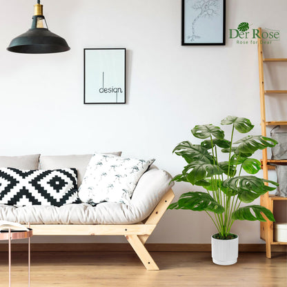 Der Rose 28" Fake Plants, Artificial Monstera Plants Indoor in White Pot