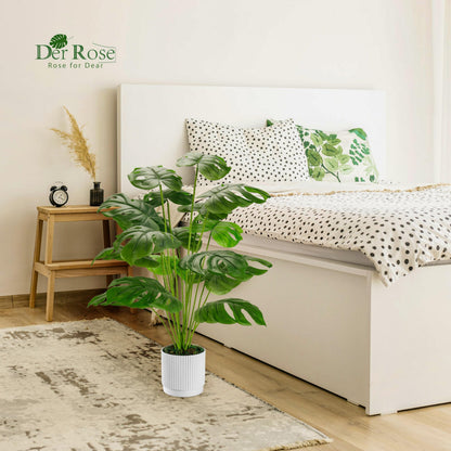 Der Rose 28" Fake Plants, Artificial Monstera Plants Indoor in White Pot