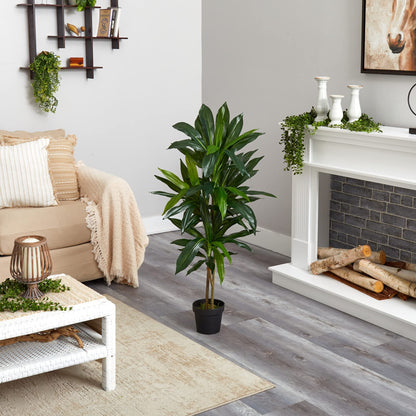 Nearly Natural 48 in Artificial Dracaena Real Touch Plant with Pot
