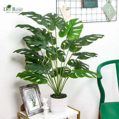 Der Rose 28" Fake Plants, Artificial Monstera Plants Indoor in White Pot