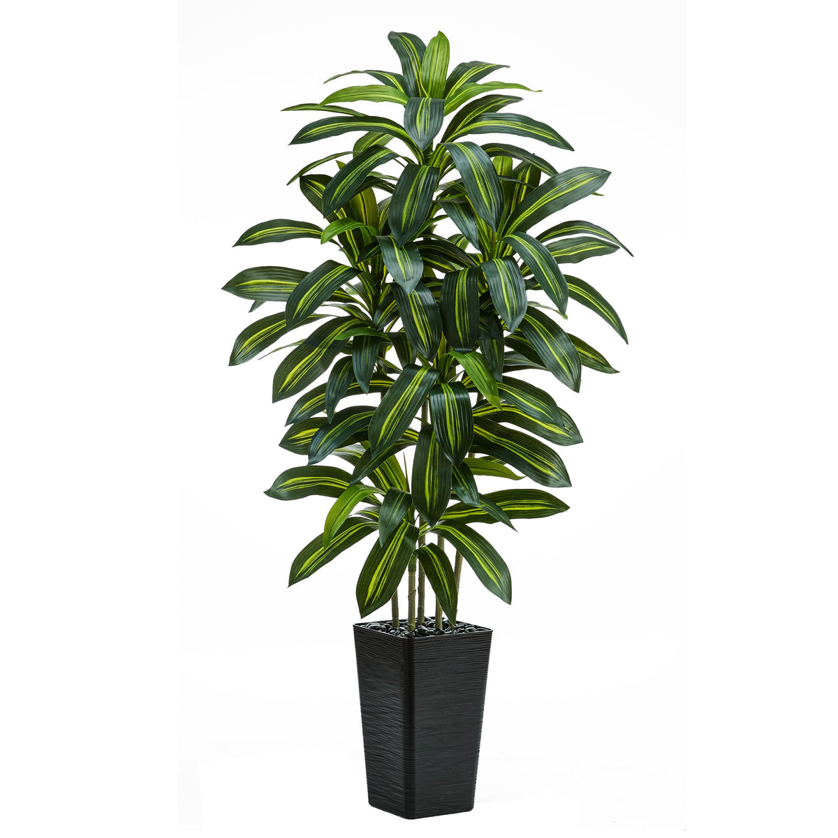 TNGGNT Artificial Dracaena Tree: 5FT Fake Plants Silk Faux Trees（Black Pot）